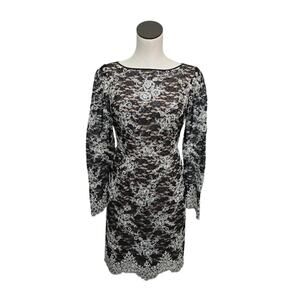 Antonio Melani Formal Black‎ Lace Party Dress Long Sleeve Size 2 (No Belt)